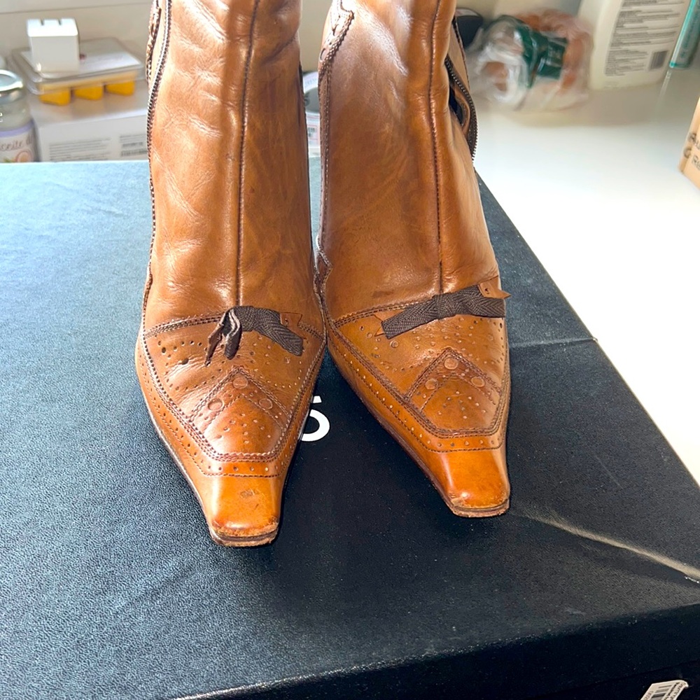 Brown Prada vintage boot with bow